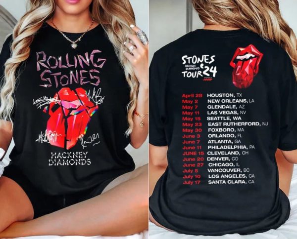 Rolling Stones 2024 Tour Tee Shirt, Rolling Stones Band Fan Shirt,Hackney Diamonds Tour Shirt,Rock and roll shirt,Music Festival T-Shirt