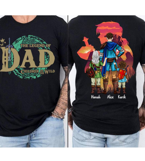 Personalized The Legend of Dad Children Of The Wild Shirt, Best Dad Ever Shirt, Breath Of The Wild Shirt, Tears Of The Kingdom, Gamer Shirt