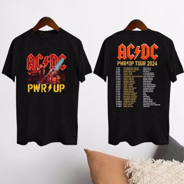 ACDC Band AC/DC Rock Music Band Pwr Up – Pwr Up Tour 2024 with Pwr Tour Dates T-Shirt, Men’s T-shirt Women’s T-shirt Children’s T-shirt full size