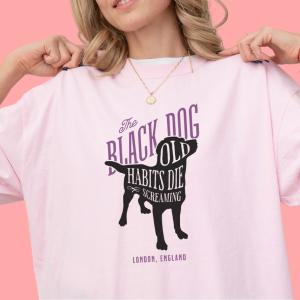 Old Habits Die Screaming The Black Dog Graphic T Shirt, Tortured Poets Department Merch