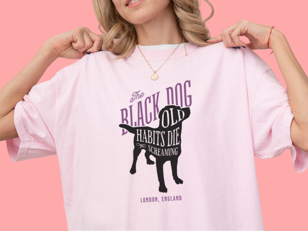 Old Habits Die Screaming The Black Dog Graphic T Shirt, Tortured Poets Department Merch