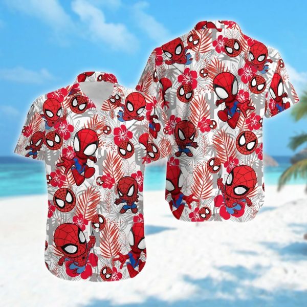 Spidey and His Amazing Friends Hawaiian Shirt, Peter Parker Gwen Stacy Superhero Button Up, Comic Character Fan Summer Vacation Hawaii Tee