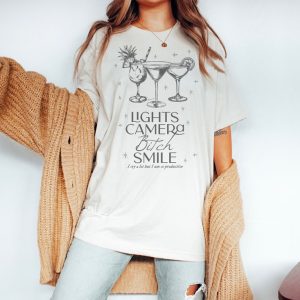 Lights Camera Bitch Smile | Graphic Shirt | Lyrics, Vintage, Unisex Tee, Academia, Tortured Poets| Swiftie Merch | TTPD | TTPD Merch